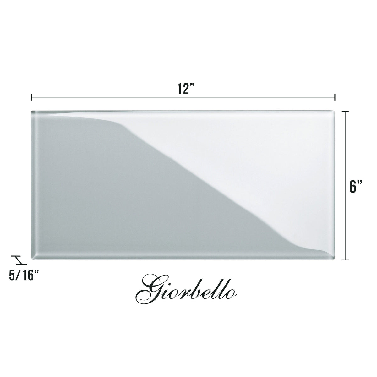 Giorbello Classic Premium True Gray 6-in x 12-in Glossy Glass Subway Wall Tile (5-sq. ft/ Carton)