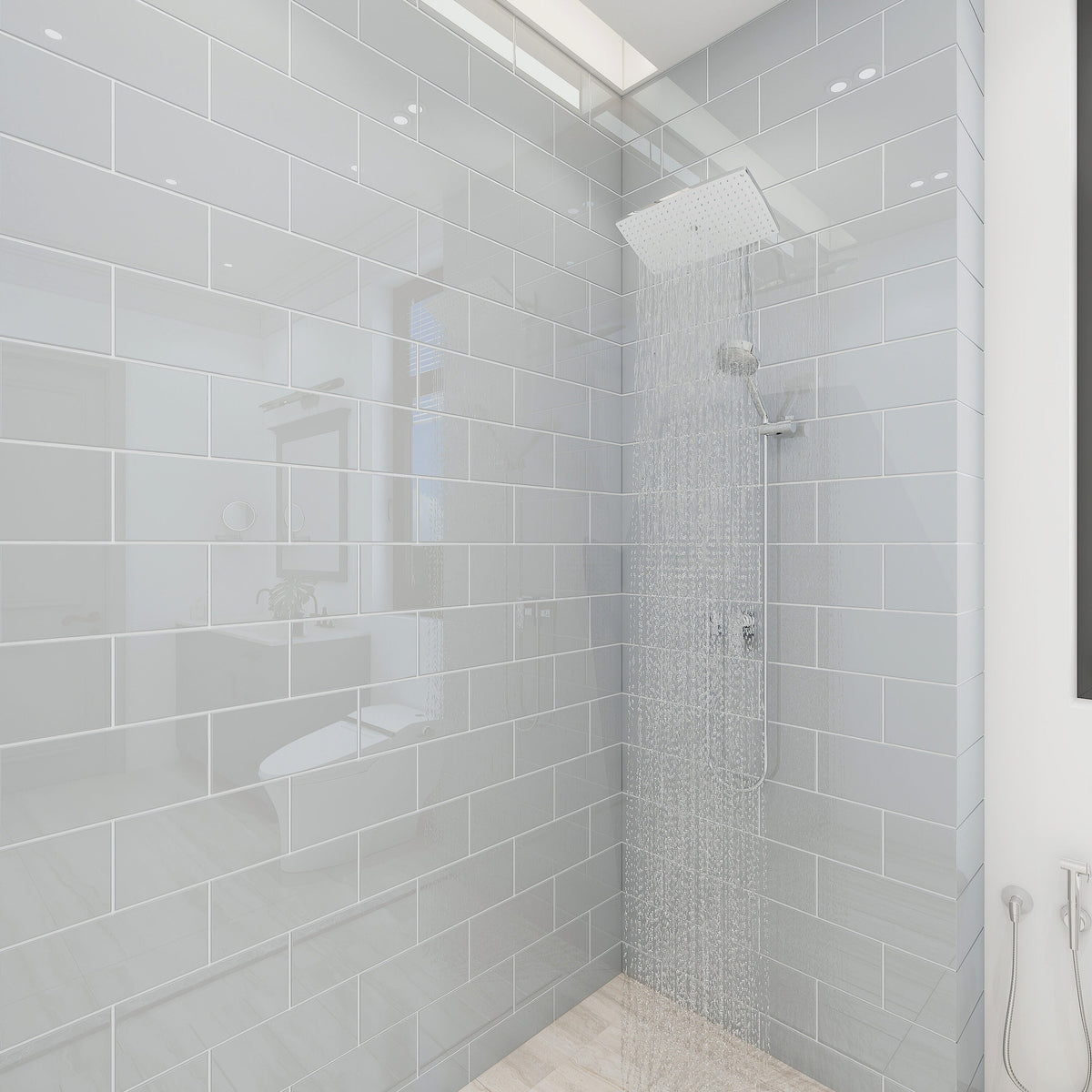 Giorbello (Sample) 6x12 glass subway tiles True Gray 6-in x 12-in Glossy Glass Brick Subway Wall Tile