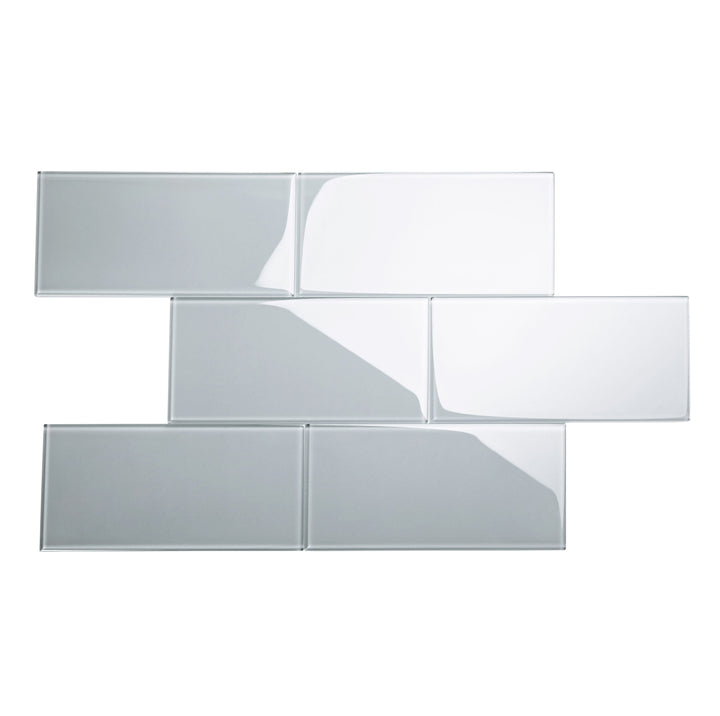 Giorbello Classic Premium True Gray 6-in x 12-in Glossy Glass Subway Wall Tile (5-sq. ft/ Carton)