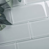 Giorbello (Sample) 6x12 glass subway tiles True Gray 6-in x 12-in Glossy Glass Brick Subway Wall Tile