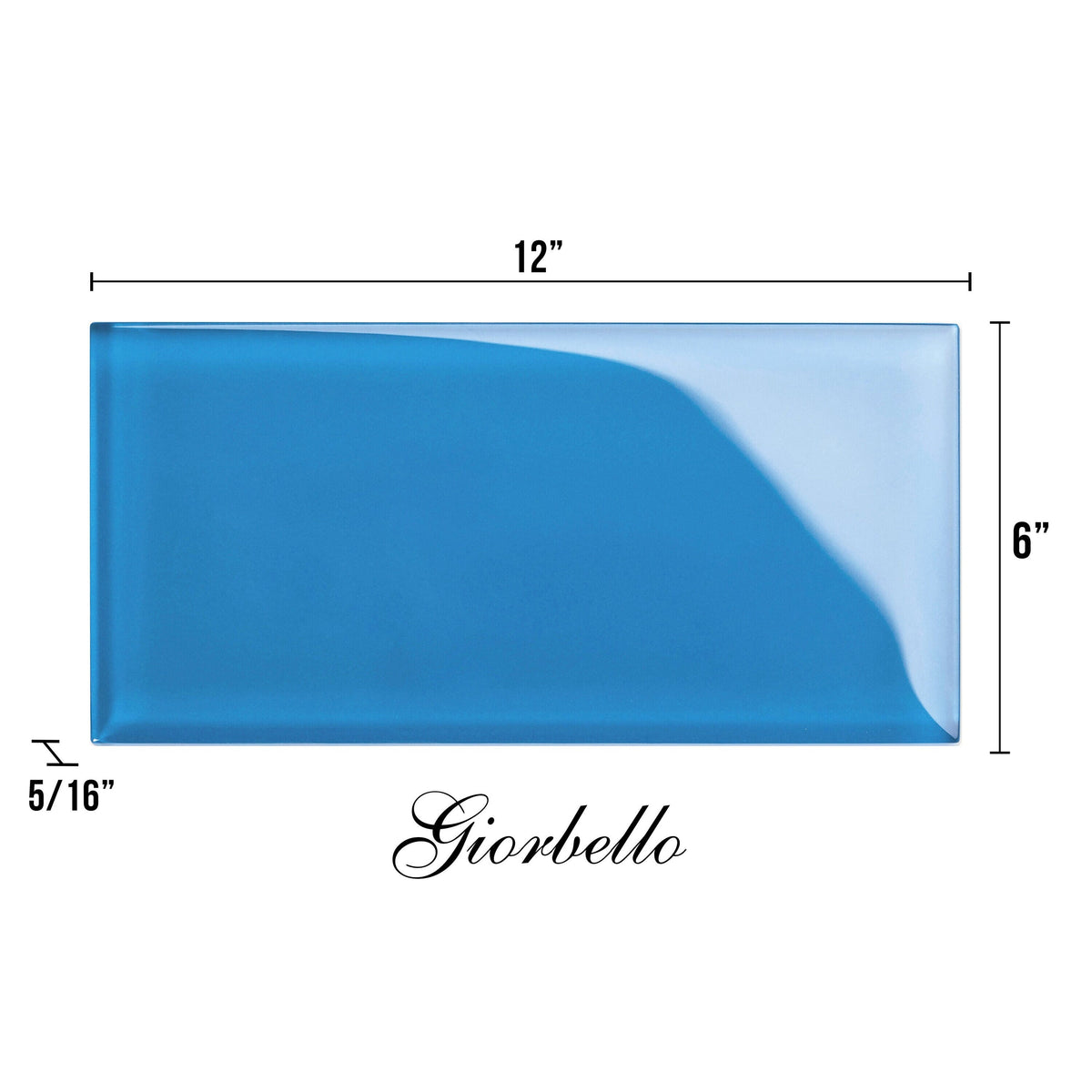 Giorbello Classic Premium Mediterranean Blue 6-in x 12-in Glossy Glass Subway Wall Tile (5-sq. ft/ Carton)
