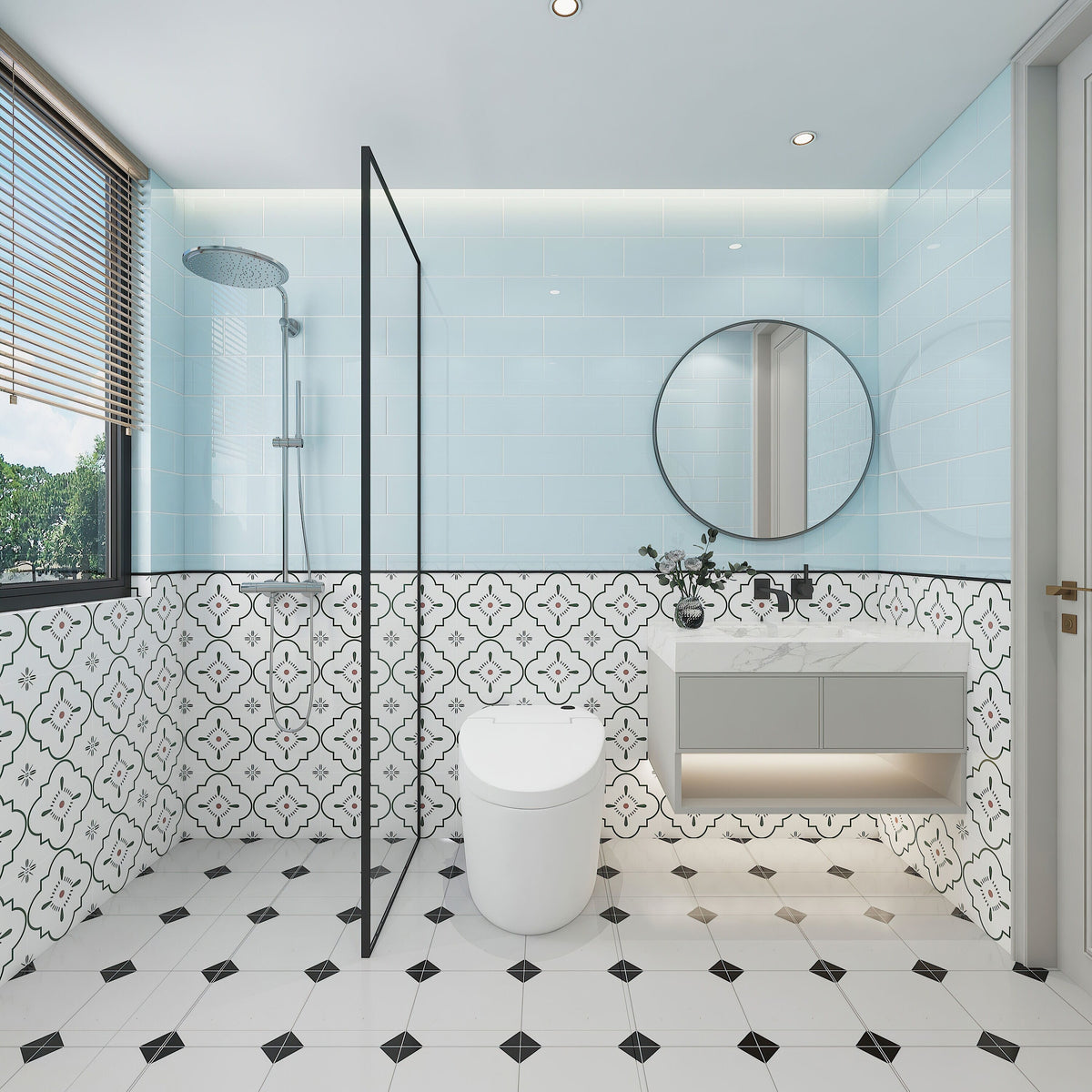 Giorbello Classic Premium Morning Sky Blue 6-in x 12-in Glossy Glass Subway Wall Tile (5-sq. ft/ Carton)