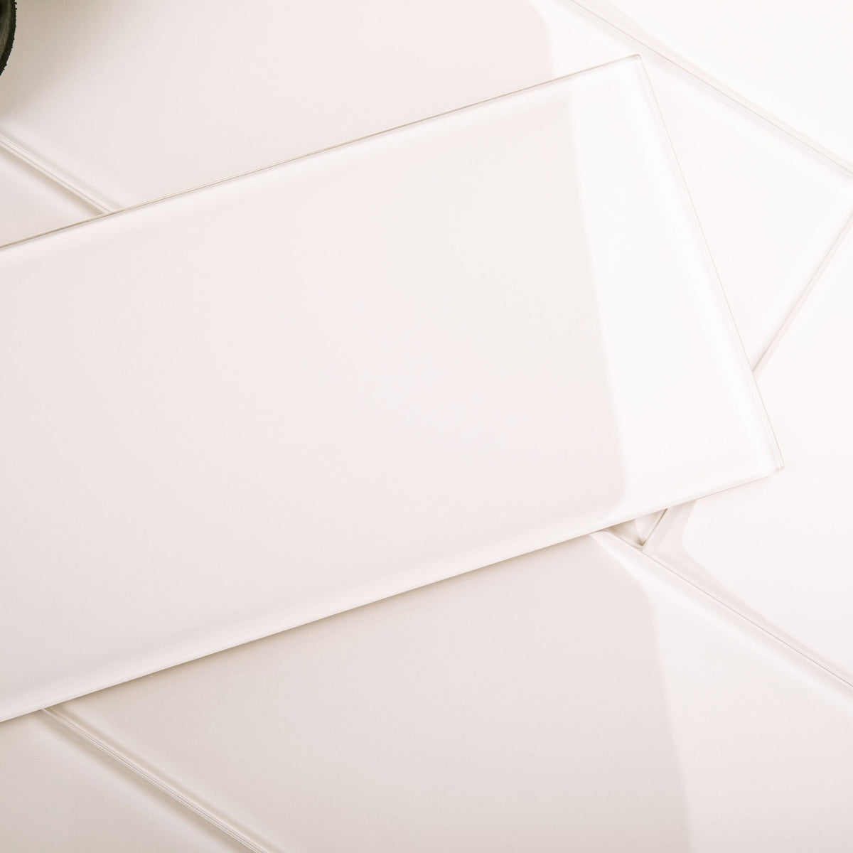 Giorbello (Sample) 6x12 glass subway tiles Rose Pale Pink 6-in x 12-in Glossy Glass Brick Subway Wall Tile