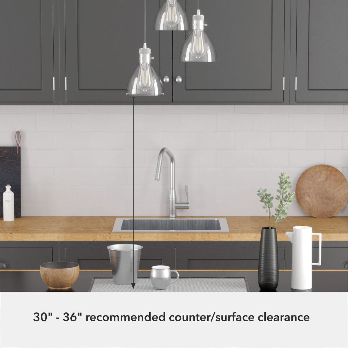 Hunter Van Nuys 3-Light Brushed Nickel Transitional Clear Glass Tiered LED Mini Hanging