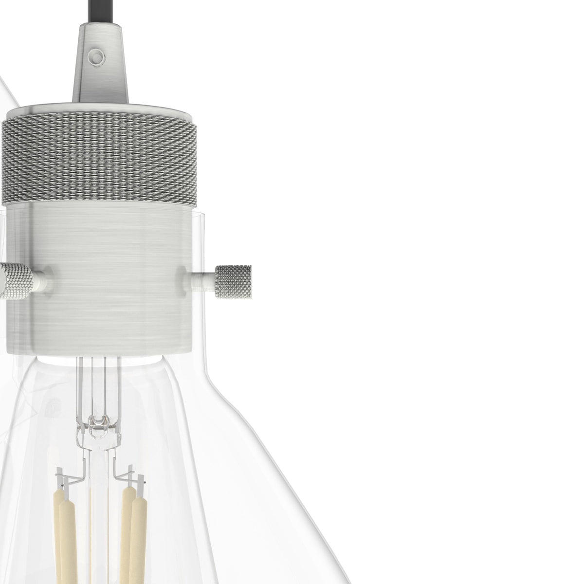Hunter Van Nuys 3-Light Brushed Nickel Transitional Clear Glass Tiered LED Mini Hanging