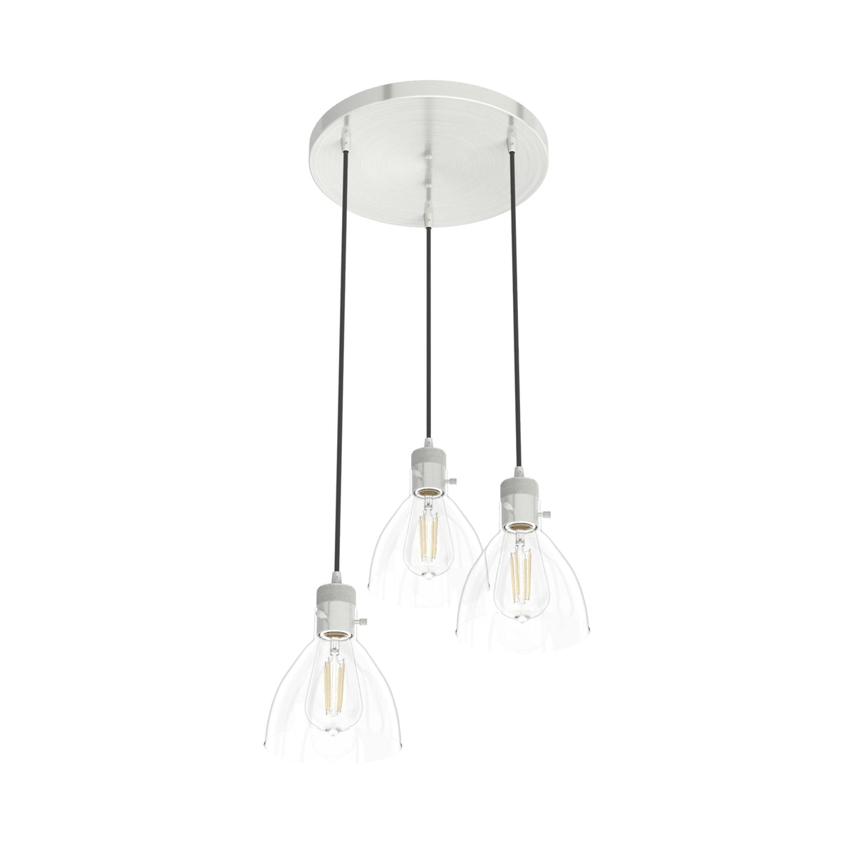 Hunter Van Nuys 3-Light Brushed Nickel Transitional Clear Glass Tiered LED Mini Hanging