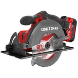CRAFTSMAN V20 20-Volt Max 6-1/2-in Cordless Circular Saw with Brake and Metal Shoe, Kit with Battery & Charger