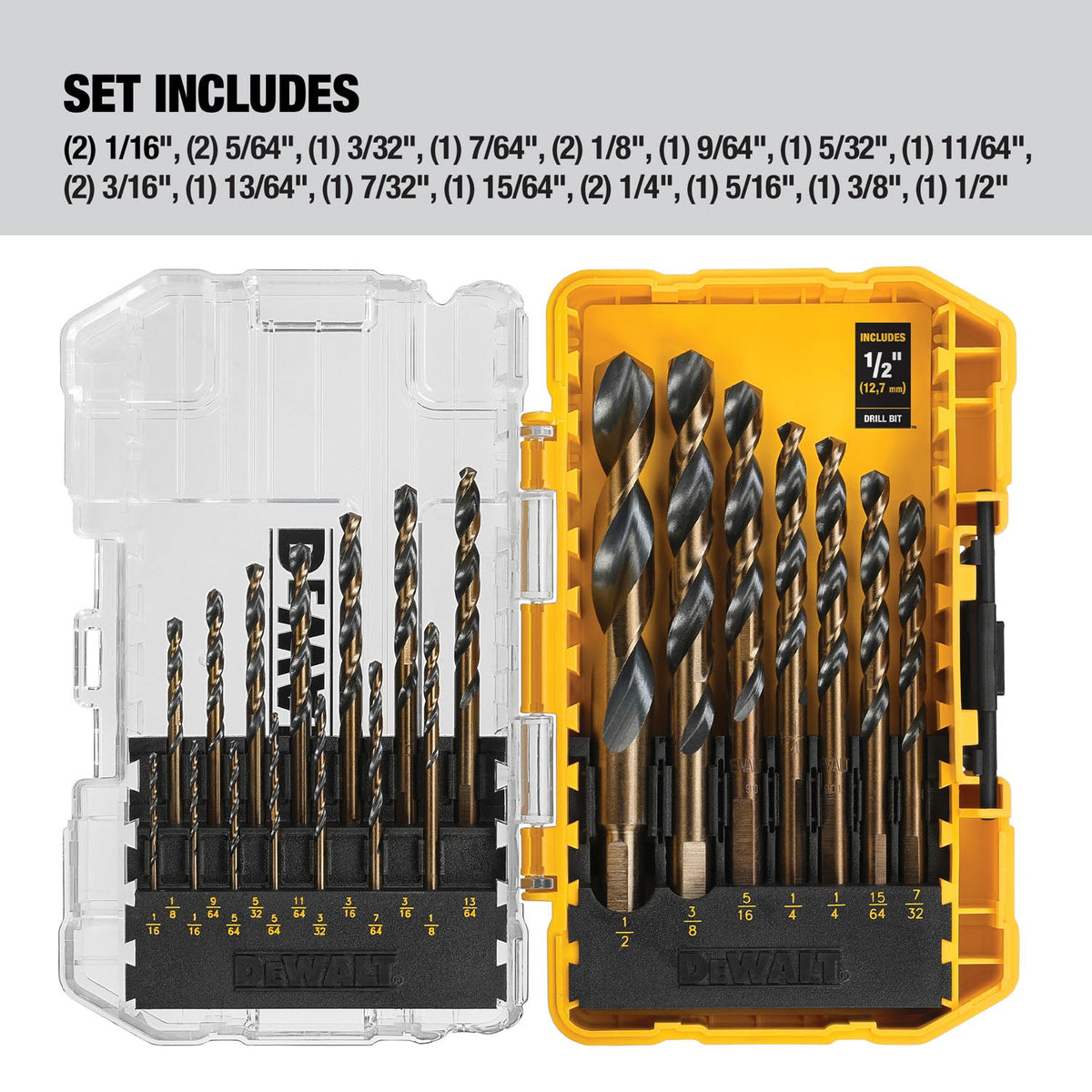 DEWALT 21-Piece Assorted Black & Gold Coated HSS Twist Drill Bit Set