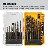 DEWALT 21-Piece Assorted Black & Gold Coated HSS Twist Drill Bit Set