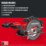 CRAFTSMAN V20 20-Volt Max 6-1/2-in Cordless Circular Saw with Brake and Metal Shoe, Kit with Battery & Charger