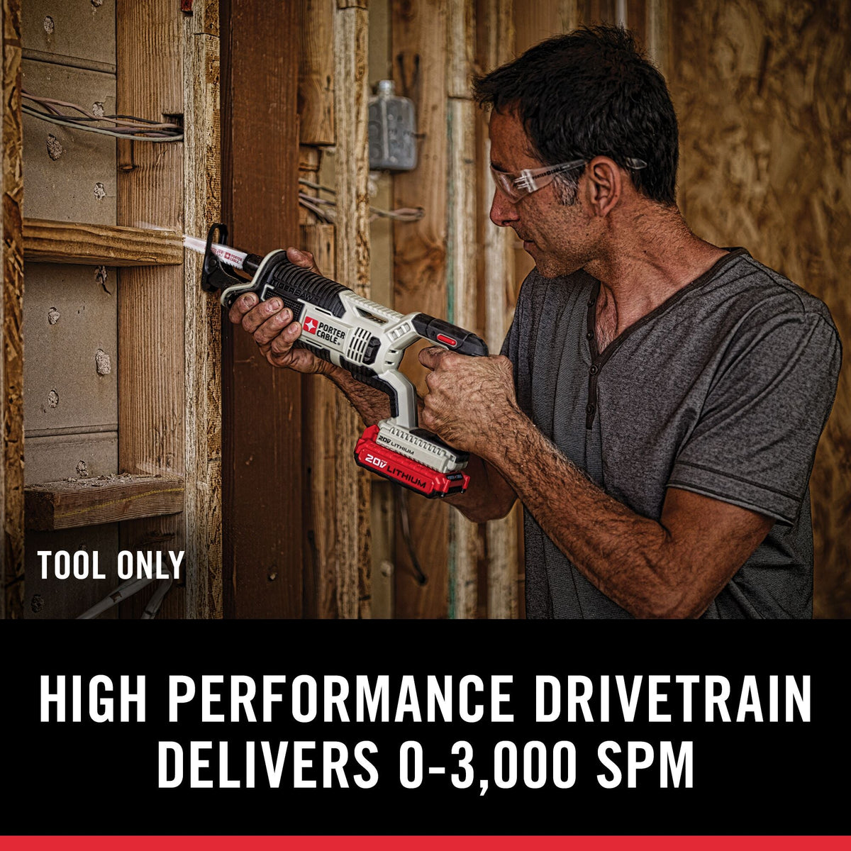 PORTER-CABLE 20-Volt Max Variable Speed Cordless Reciprocating Saw (Bare Tool Only)