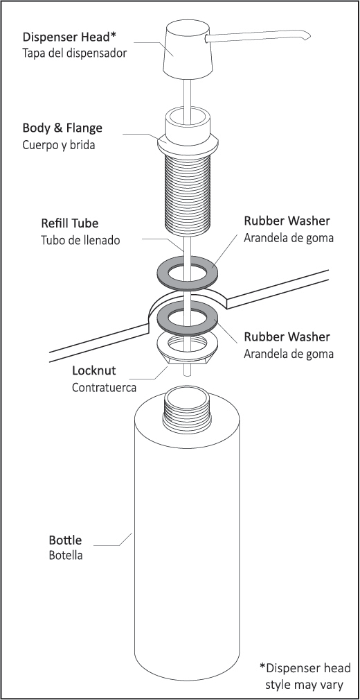 Keeney Satin Stainless Deck-Mount Soap and Lotion Dispenser, 10-oz Capacity