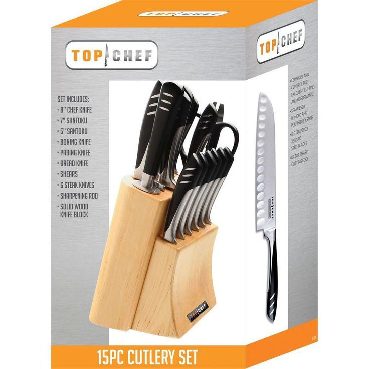 15-Piece Knife Set in Stainless Steel