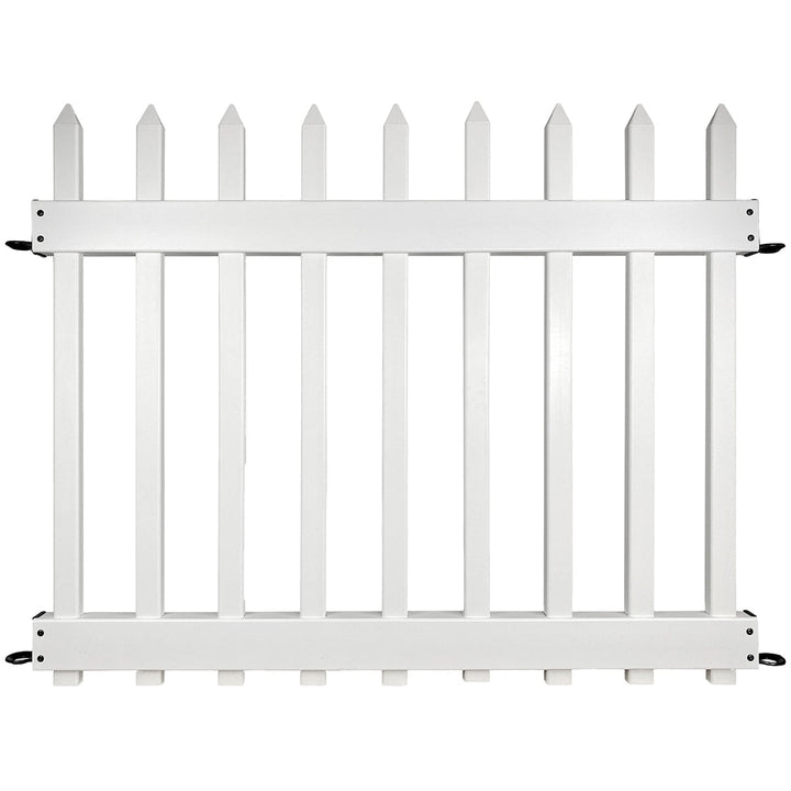YARDLINK No Dig Fence 3-ft H x 3.5-ft W White Vinyl Picket Fence Panel No Dig (Assembled)