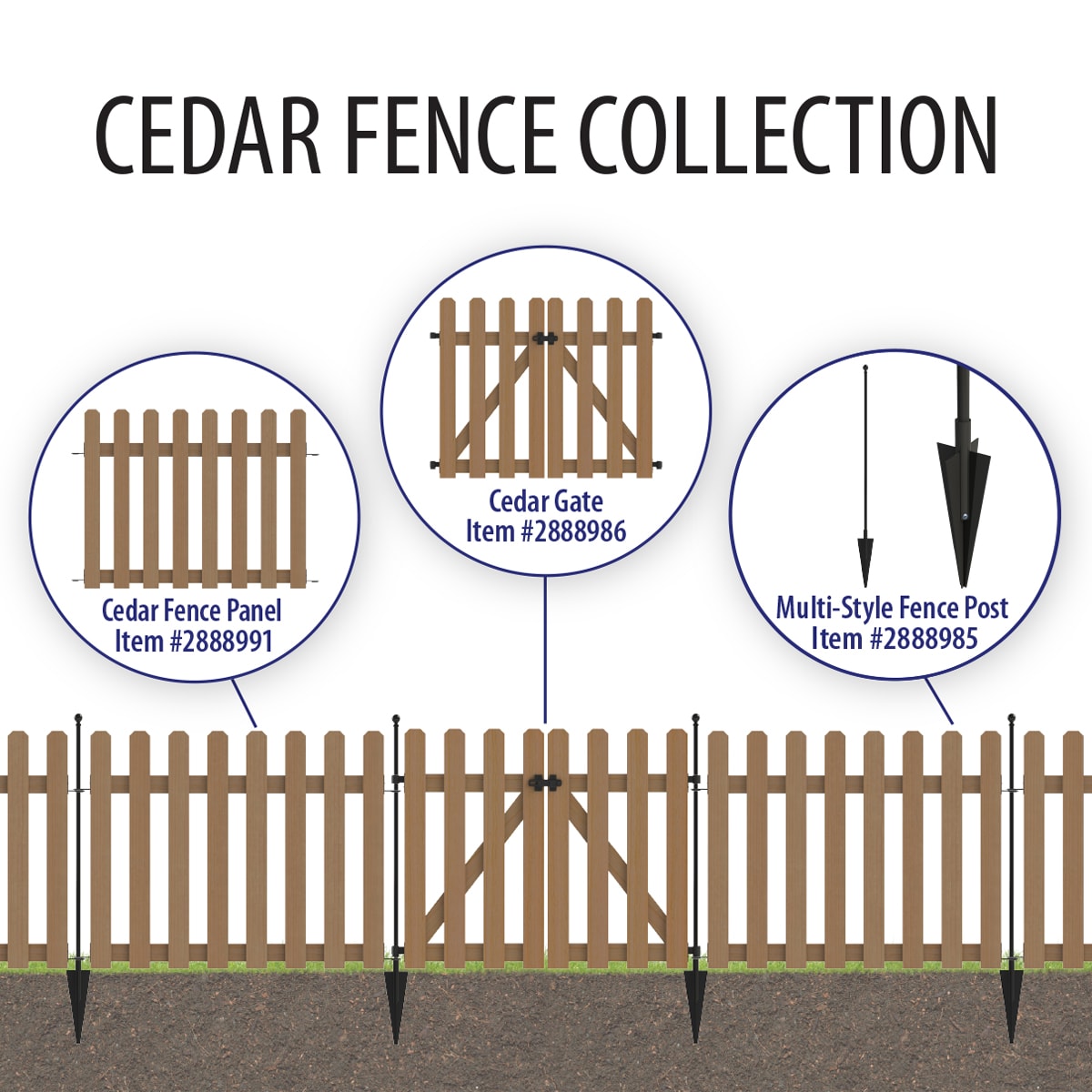 YARDLINK 2.83-ft x 3.6-ft Brown Dog Ear Spaced Picket No Dig Wood Fence Gate