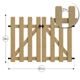 YARDLINK 2.83-ft x 3.6-ft Brown Dog Ear Spaced Picket No Dig Wood Fence Gate