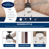 Harbor Breeze Vue 44-in Bronze LED Indoor Ceiling Fan with Light, 3-Blade