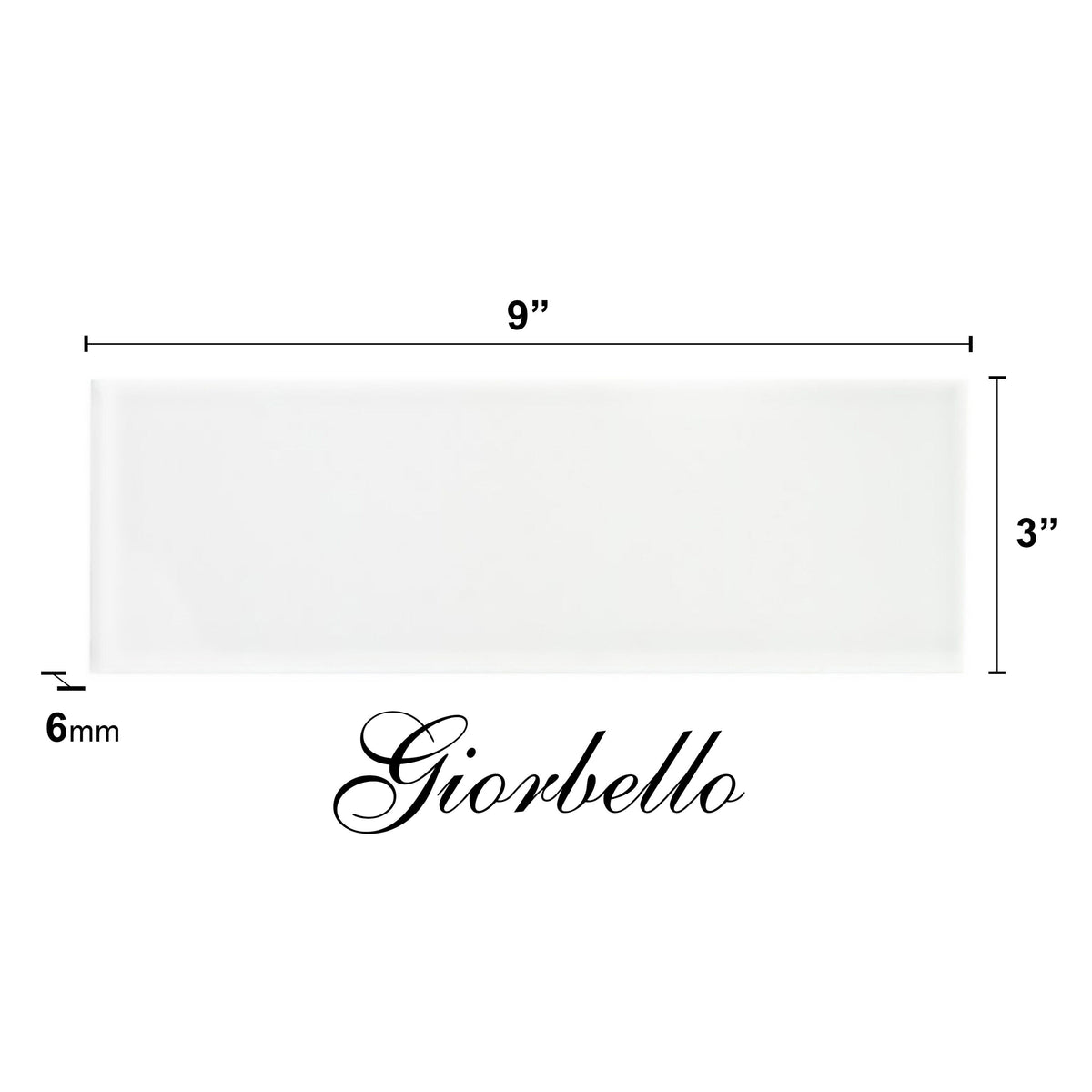 Giorbello Classic Premium White 3-in x 9-in Glossy Glass Subway Wall Tile (5-sq. ft/ Carton)