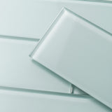 Giorbello (Sample) Glass Subway Baby Blue 3-in x 9-in Glossy Glass Tile
