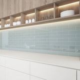 Giorbello Classic Premium Baby Blue 3-in x 9-in Glossy Glass Subway Wall Tile (5-sq. ft/ Carton)