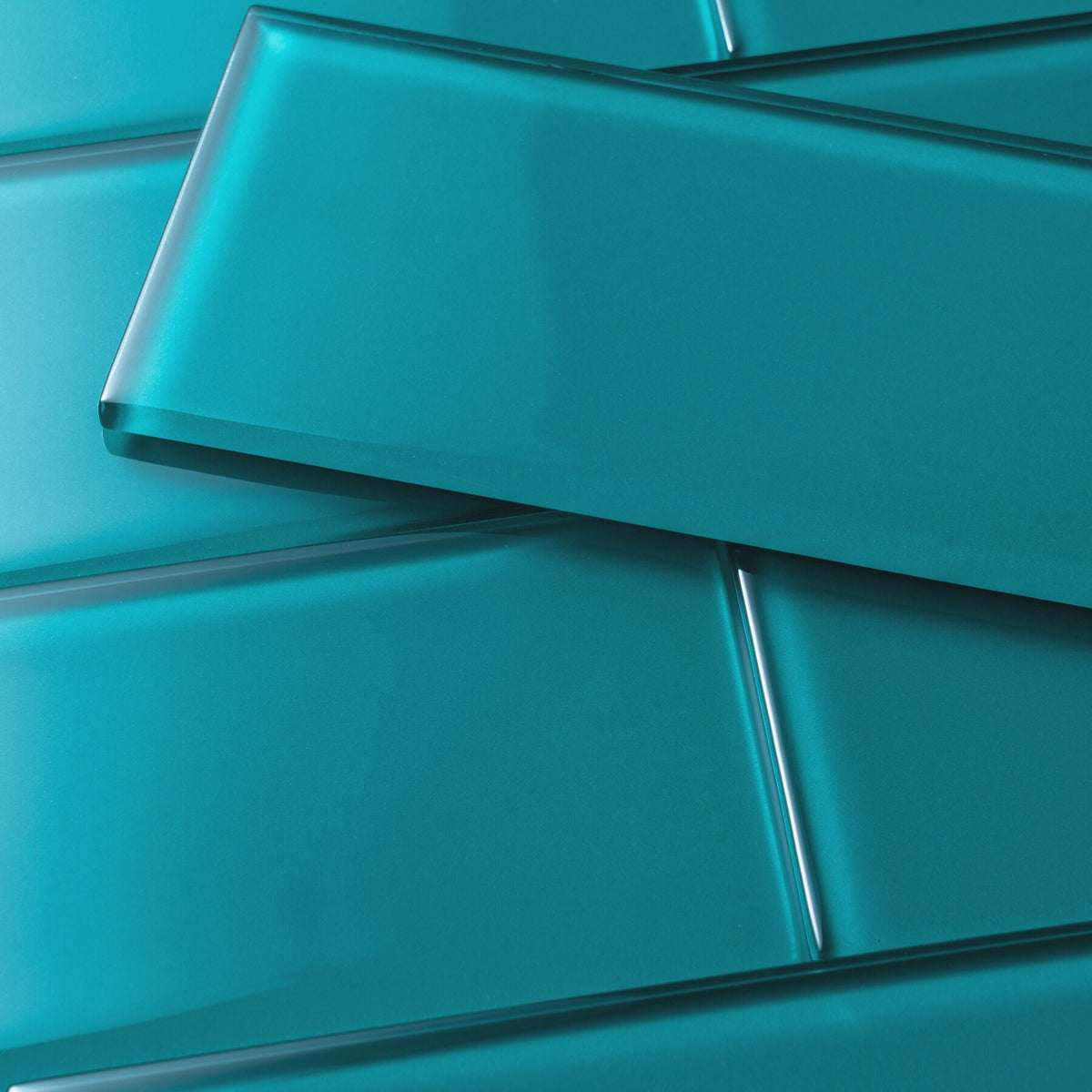 Giorbello Classic Premium Dark Teal 3-in x 9-in Glossy Glass Subway Wall Tile (5-sq. ft/ Carton)