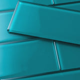Giorbello Classic Premium Dark Teal 3-in x 9-in Glossy Glass Subway Wall Tile (5-sq. ft/ Carton)