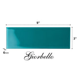 Giorbello Classic Premium Dark Teal 3-in x 9-in Glossy Glass Subway Wall Tile (5-sq. ft/ Carton)