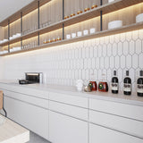 Giorbello Picket Hexagon White 3-in x 9-in Glossy Glass Subway Wall Tile (5.8-sq. ft/ Carton)