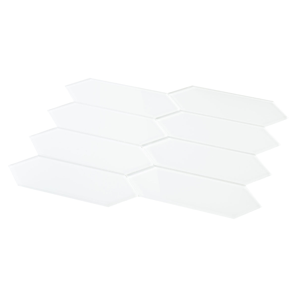 Giorbello Picket Hexagon White 3-in x 9-in Glossy Glass Subway Wall Tile (5.8-sq. ft/ Carton)