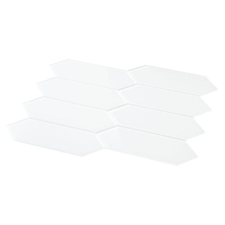 Giorbello Picket Hexagon White 3-in x 9-in Glossy Glass Subway Wall Tile (5.8-sq. ft/ Carton)