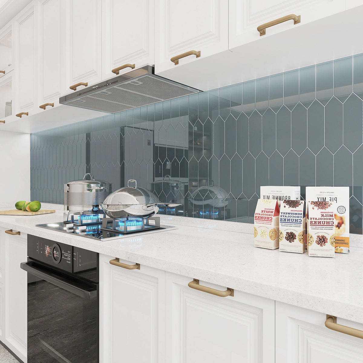 Giorbello Picket Hexagon Dark Slate 3-in x 9-in Glossy Glass Subway Wall Tile (5.8-sq. ft/ Carton)