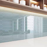 Giorbello (Sample) Glass Subway Slate 3-in x 9-in Glossy Glass Tile