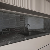 Giorbello Picket Hexagon Black 3-in x 9-in Glossy Glass Subway Wall Tile (5.8-sq. ft/ Carton)