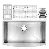 Handcrafted All-in-One Farmhouse Apron Front Stainless Steel 33 in. x 20 in. x 9 in. Single Bowl Kitchen Sink