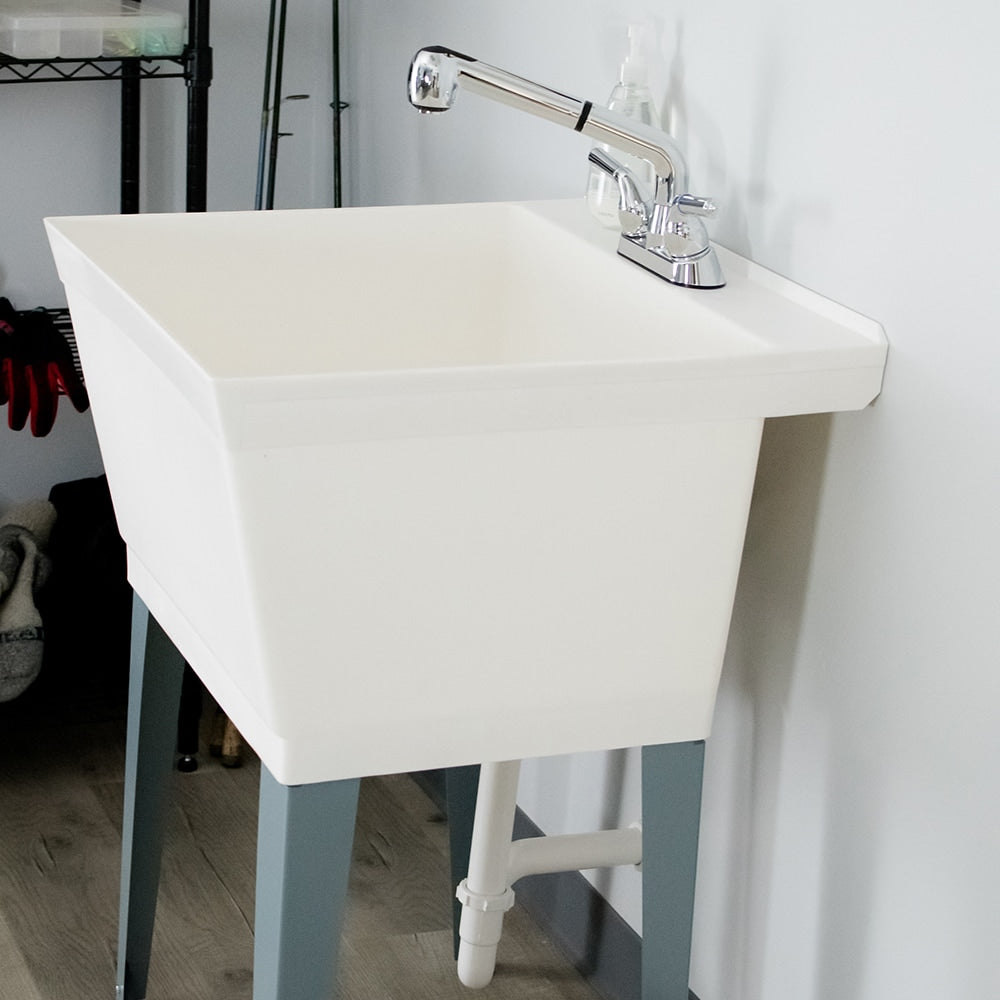 Cambridge Resources 23.5-Inch Freestanding Utility Tub with Faucet and Drain
