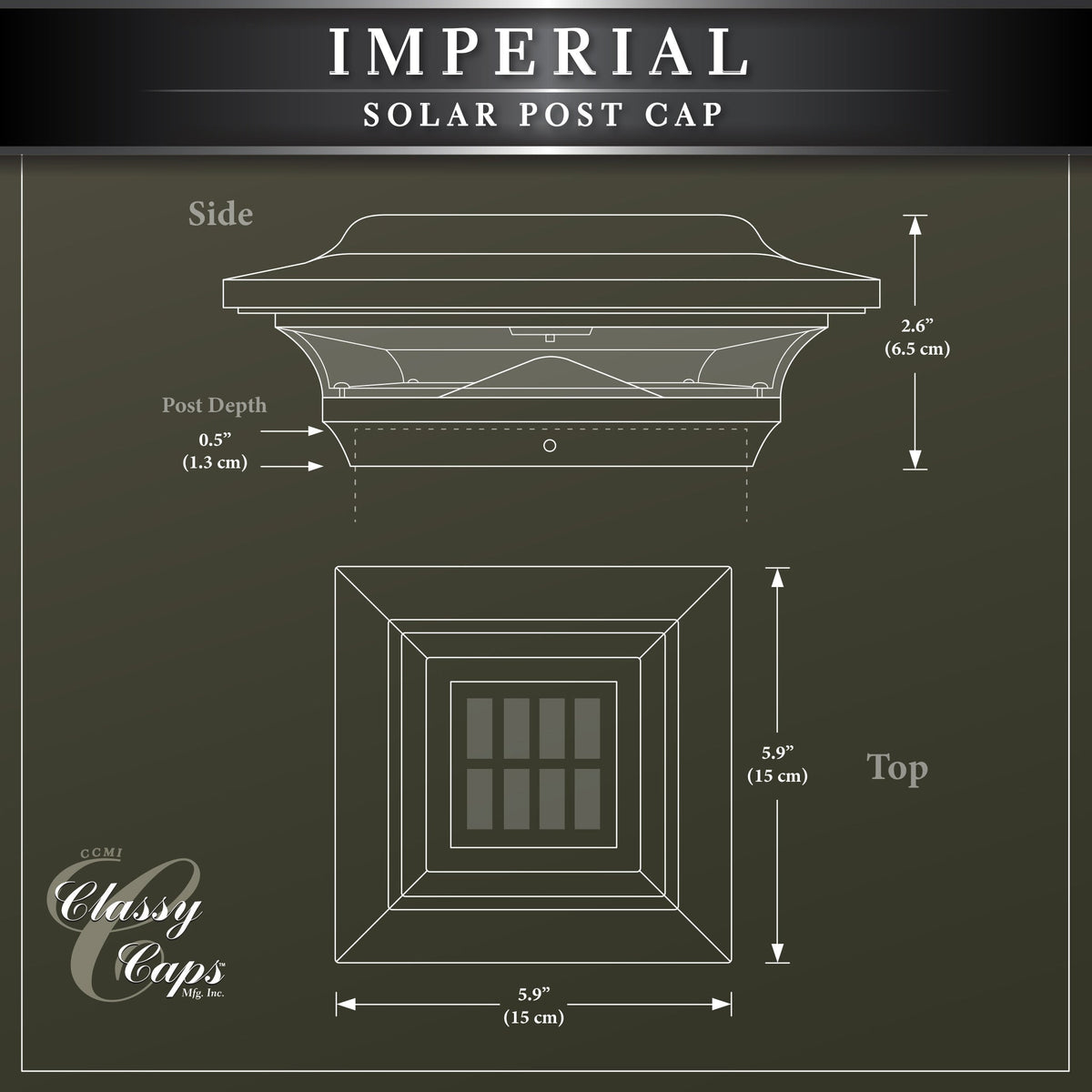 Classy Caps 4-in x 4-in 15-Lumen 1-Watt Bronze Solar LED Outdoor Post Cap Light (4100 K)