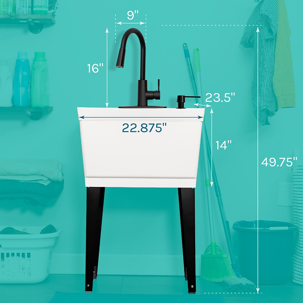Cambridge Resources 23.5-in x 22.875-in 1-Basin Utility Tub with Faucet and Drain