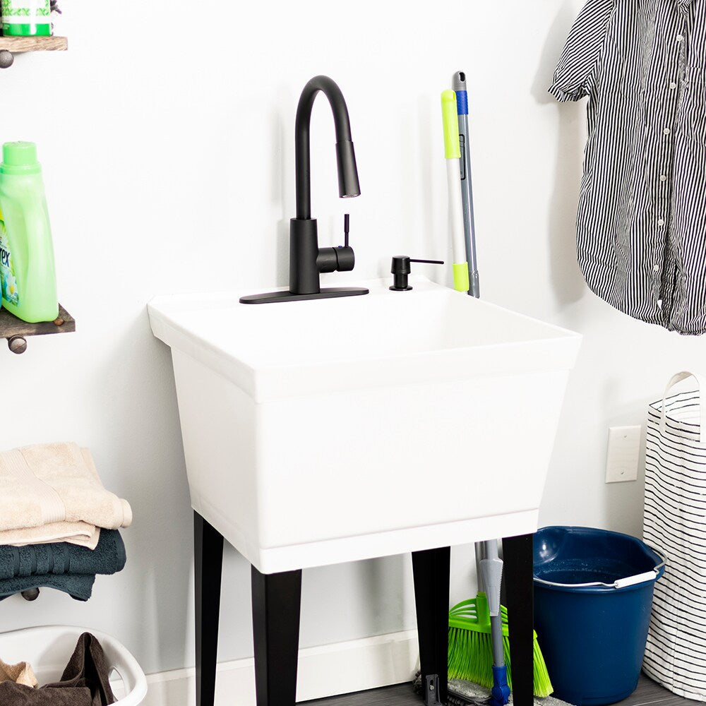 Cambridge Resources 23.5-in x 22.875-in 1-Basin Utility Tub with Faucet and Drain