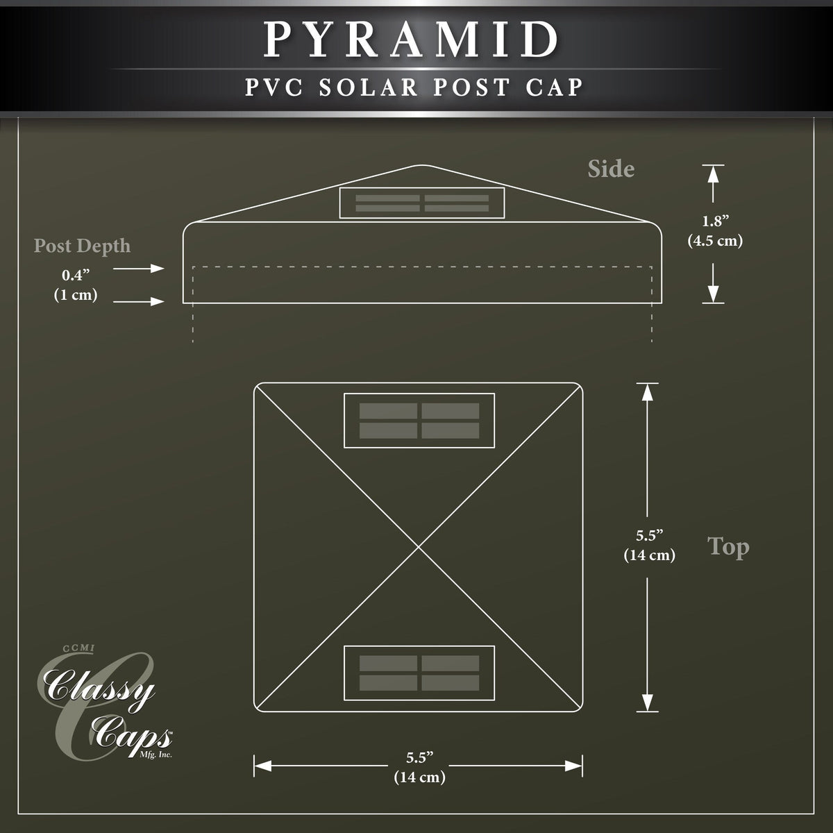 Classy Caps 5-in x 5-in Pyramid White PVC Deck Post Cap