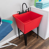 Cambridge Resources 1-Basin Freestanding Utility Tub with Faucet - Red