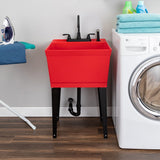 Cambridge Resources 1-Basin Freestanding Utility Tub with Faucet - Red