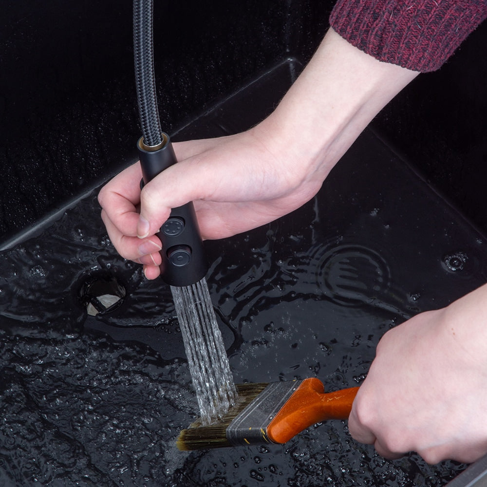 Cambridge Resources Freestanding Black Utility Tub with Faucet