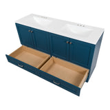 Diamond NOW Cassidy 60.5-in Admiral Blue Double Sink Bathroom Vanity with White Cultured Marble Top