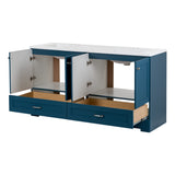 Diamond NOW Cassidy 60.5-in Admiral Blue Double Sink Bathroom Vanity with White Cultured Marble Top