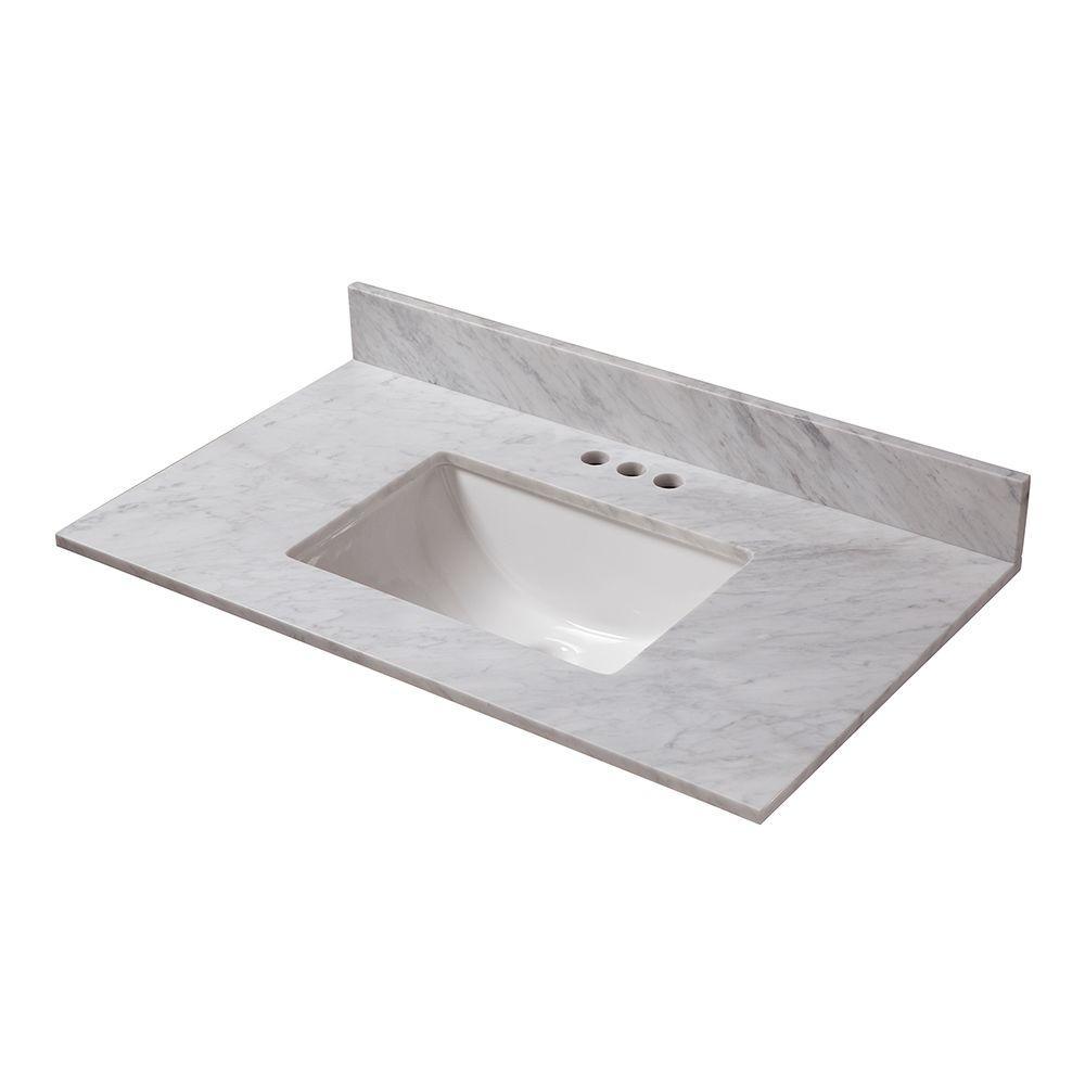 49 in. W Marble Vanity Top in Carrara - Super Arbor