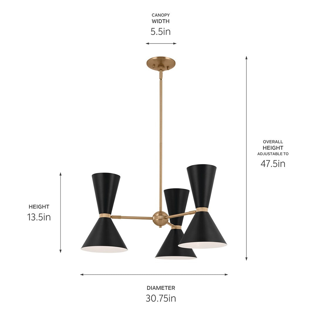 Kichler Phix 6-Light Gold Mid-century Chandelier