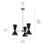 Kichler Phix 6-Light Gold Mid-century Chandelier