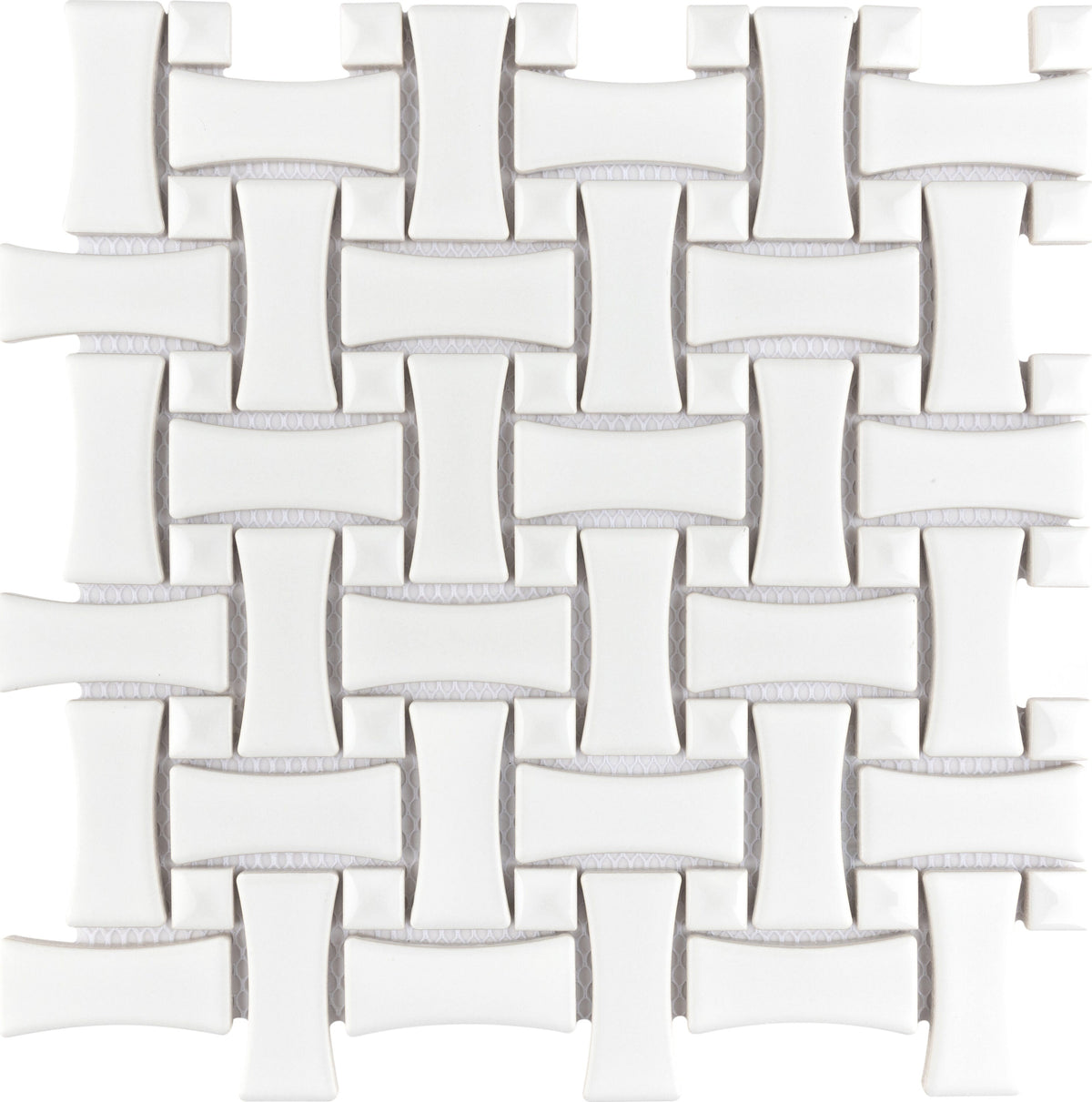 Affinity Tile Metro Dog Bone Basketweave Matte White with Glossy White Dot 10-in x 10-in Multi-finish Porcelain Mosaic Floor and Wall Tile product image