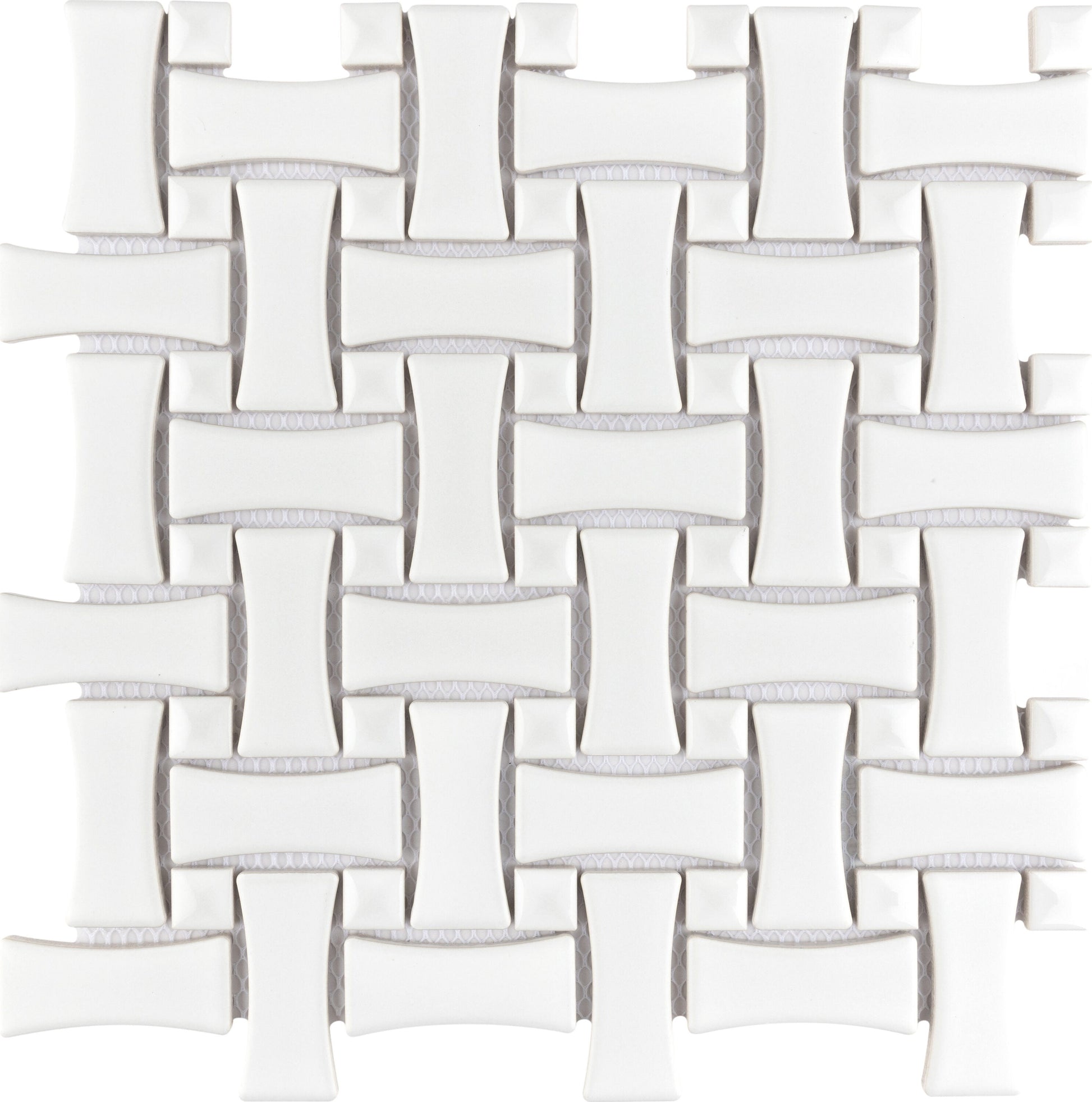 Affinity Tile Metro Dog Bone Basketweave Matte White with Glossy White Dot 10-in x 10-in Multi-finish Porcelain Mosaic Floor and Wall Tile product image
