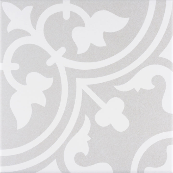 Affinity Tile Arte Soft Grey 10-in x 10-in Satin Porcelain Encaustic Floor and Wall Tile product image